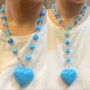 Adjustable beaded heart necklace